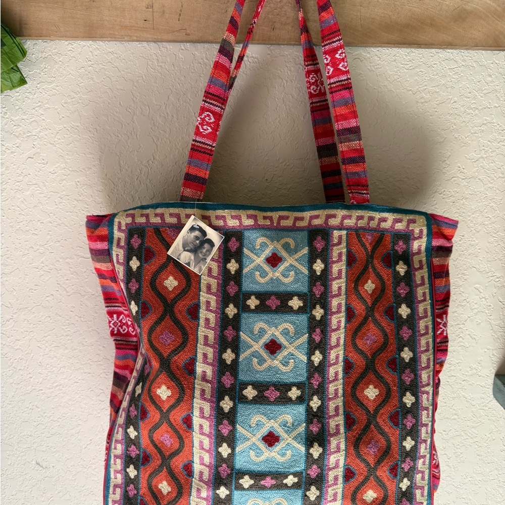 Colorful Bohemian Patterned Tote Bag in Multicolor